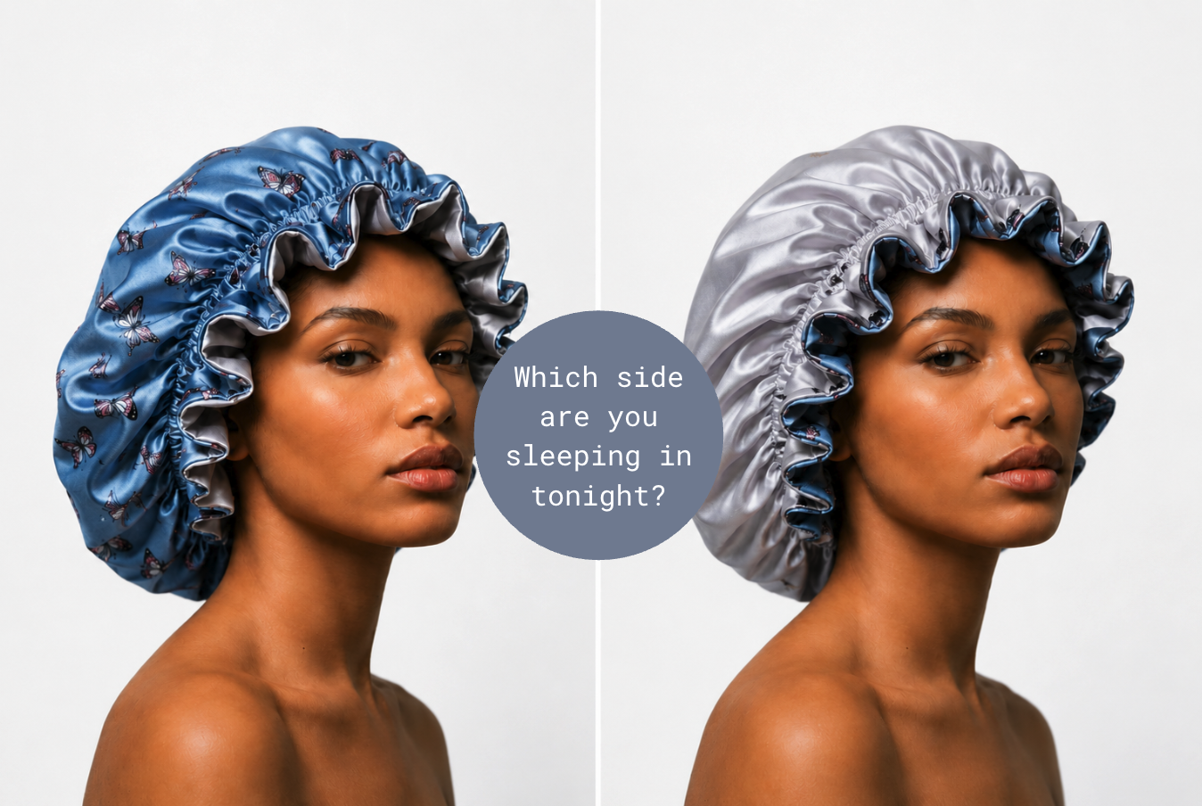 Butterfly High Blue Satin Bonnet